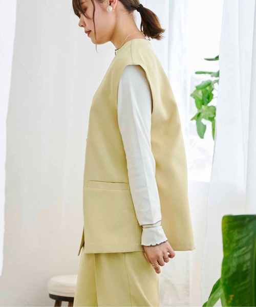 CPCM（シーピーシーエム）の「フレンチ袖Wボタンベスト（ベスト・レディース・ブラック/イエロー/アイボリー・FREE）」の19枚目の写真