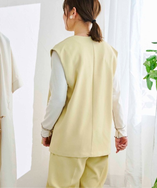 CPCM（シーピーシーエム）の「フレンチ袖Wボタンベスト（ベスト・レディース・ブラック/イエロー/アイボリー・FREE）」の20枚目の写真