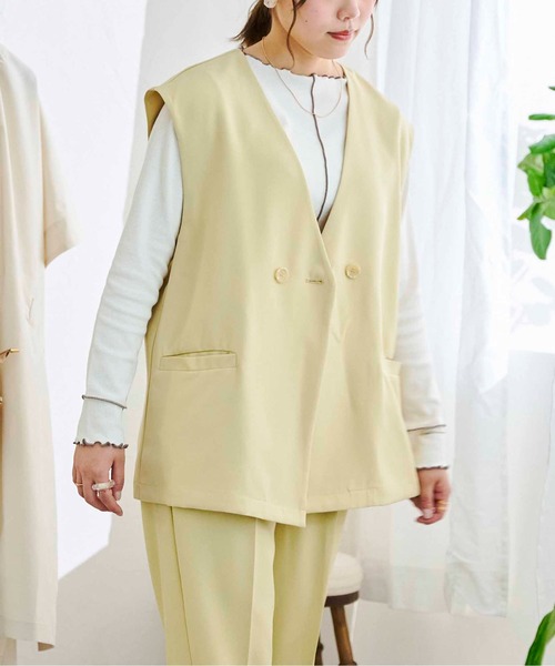 CPCM（シーピーシーエム）の「フレンチ袖Wボタンベスト（ベスト・レディース・ブラック/イエロー/アイボリー・FREE）」の22枚目の写真