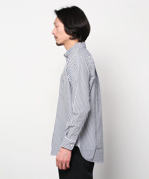 NAVY（ネイビー）の「SOLOTEX(R)使用 リネン混ストライプ 長袖 ボタンダウンシャツ（シャツ/ブラウス・メンズ・ブルー/ネイビー・M/XL/S/L）」の16枚目の写真