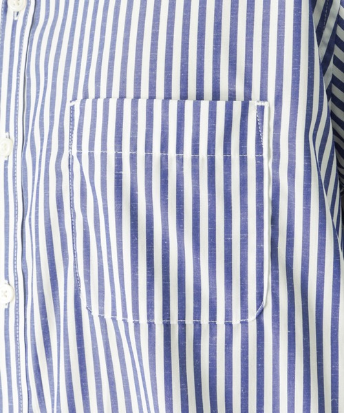 NAVY（ネイビー）の「SOLOTEX(R)使用 リネン混ストライプ 長袖 ボタンダウンシャツ（シャツ/ブラウス・メンズ・ブルー/ネイビー・M/XL/S/L）」の12枚目の写真