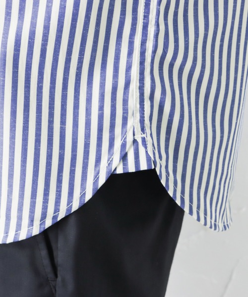 NAVY（ネイビー）の「SOLOTEX(R)使用 リネン混ストライプ 長袖 ボタンダウンシャツ（シャツ/ブラウス・メンズ・ブルー/ネイビー・M/XL/S/L）」の13枚目の写真