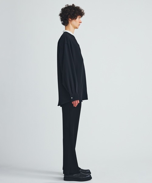 LiNoH（リノー）の「DRAPE LAYERED SHIRT（シャツ/ブラウス・メンズ・ストライプ/ブラック/ブルー・1/2）」の5枚目の写真