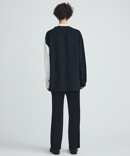LiNoH（リノー）の「DRAPE LAYERED SHIRT（シャツ/ブラウス・メンズ・ストライプ/ブラック/ブルー・1/2）」の6枚目の写真