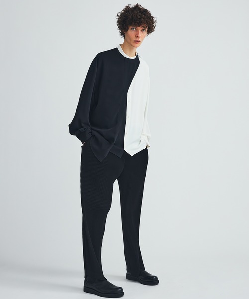 LiNoH（リノー）の「DRAPE LAYERED SHIRT（シャツ/ブラウス・メンズ・ストライプ/ブラック/ブルー・1/2）」の7枚目の写真