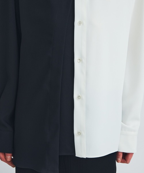 LiNoH（リノー）の「DRAPE LAYERED SHIRT（シャツ/ブラウス・メンズ・ストライプ/ブラック/ブルー・1/2）」の9枚目の写真