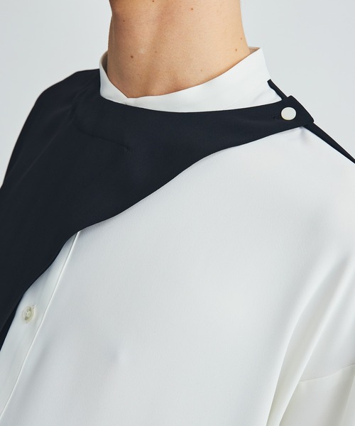 LiNoH（リノー）の「DRAPE LAYERED SHIRT（シャツ/ブラウス・メンズ・ストライプ/ブラック/ブルー・1/2）」の10枚目の写真