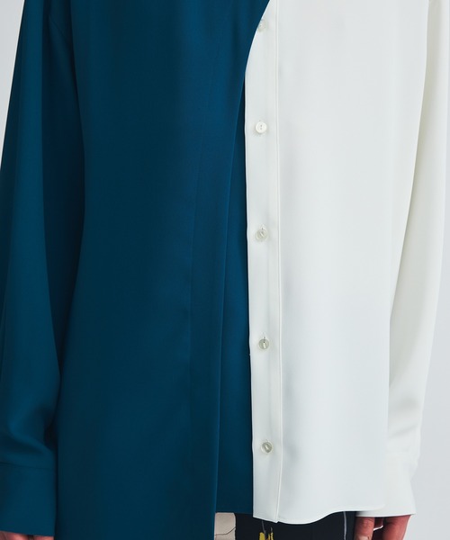 LiNoH（リノー）の「DRAPE LAYERED SHIRT（シャツ/ブラウス・メンズ・ストライプ/ブラック/ブルー・1/2）」の19枚目の写真