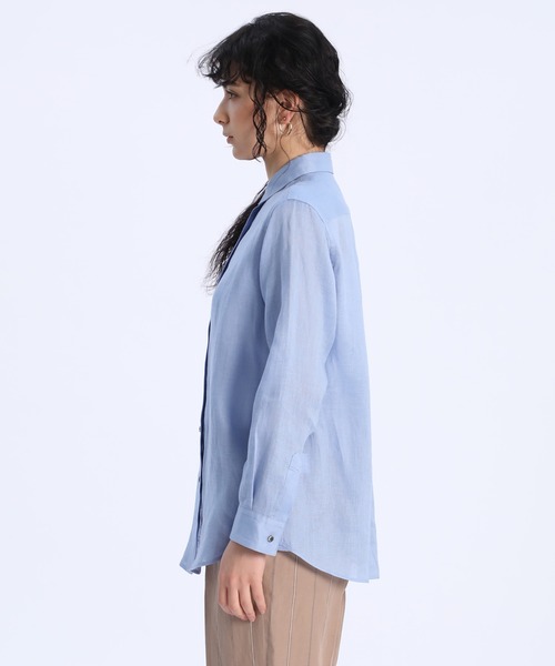 INED（イネド）の「【NORTHERN LINEN】レギュラーカラーリネンシャツ（シャツ/ブラウス・レディース・ブラック/ベージュ/オフホワイト/カーキ/サックスブルー/イエロー・11号/9号/7号）」の8枚目の写真