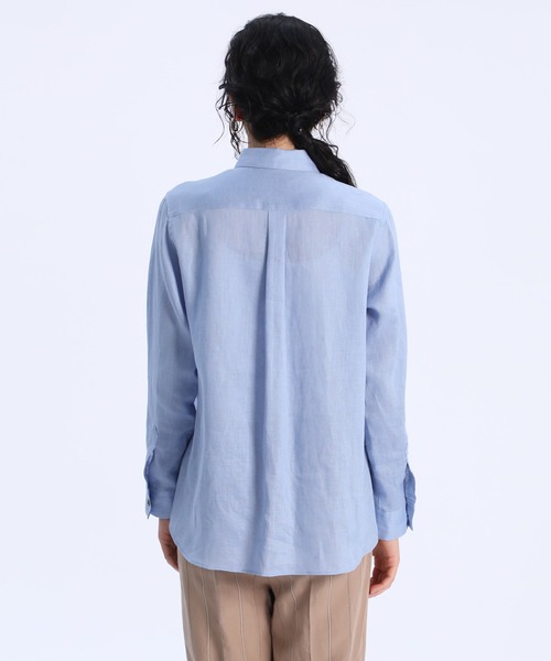INED（イネド）の「【NORTHERN LINEN】レギュラーカラーリネンシャツ（シャツ/ブラウス・レディース・ブラック/ベージュ/オフホワイト/カーキ/サックスブルー/イエロー・11号/9号/7号）」の9枚目の写真