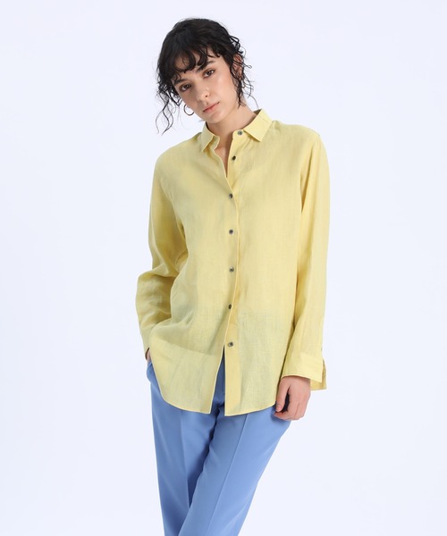 INED（イネド）の「【NORTHERN LINEN】レギュラーカラーリネンシャツ（シャツ/ブラウス・レディース・ブラック/ベージュ/オフホワイト/カーキ/サックスブルー/イエロー・11号/9号/7号）」の21枚目の写真