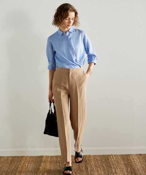 INED（イネド）の「【NORTHERN LINEN】レギュラーカラーリネンシャツ（シャツ/ブラウス・レディース・ブラック/ベージュ/オフホワイト/カーキ/サックスブルー/イエロー・11号/9号/7号）」の20枚目の写真