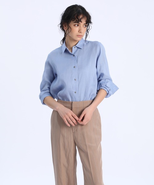INED（イネド）の「【NORTHERN LINEN】レギュラーカラーリネンシャツ（シャツ/ブラウス・レディース・ブラック/ベージュ/オフホワイト/カーキ/サックスブルー/イエロー・11号/9号/7号）」の19枚目の写真