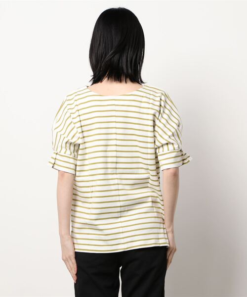 BELLUNA(ベルーナ)の「綿100%袖デザインプルオーバー(Tシャツ/カットソー・レディース・ブラック/ホワイト×ネイビー/ホワイト×ライム/コーラル・MEDIUM/LARGE/X-LARGE)」の15枚目の写真