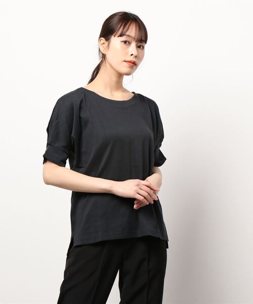 BELLUNA(ベルーナ)の「綿100%袖デザインプルオーバー(Tシャツ/カットソー・レディース・ブラック/ホワイト×ネイビー/ホワイト×ライム/コーラル・MEDIUM/LARGE/X-LARGE)」の12枚目の写真