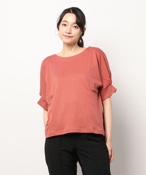 BELLUNA(ベルーナ)の「綿100%袖デザインプルオーバー(Tシャツ/カットソー・レディース・ブラック/ホワイト×ネイビー/ホワイト×ライム/コーラル・MEDIUM/LARGE/X-LARGE)」の13枚目の写真