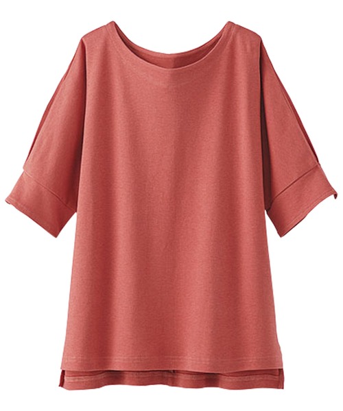 BELLUNA(ベルーナ)の「綿100%袖デザインプルオーバー(Tシャツ/カットソー・レディース・ブラック/ホワイト×ネイビー/ホワイト×ライム/コーラル・MEDIUM/LARGE/X-LARGE)」の6枚目の写真