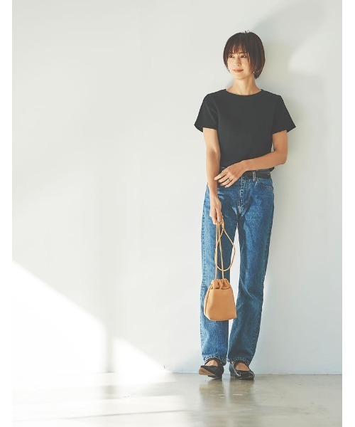 Re:EDIT（リエディ）の「[日本製][小さいサイズ有]ワッフルコットンコンパクトTシャツ（Tシャツ/カットソー・レディース・ホワイト/チャコールグレー/ブラック/カーキ・SMALL/MEDIUM/LARGE/X-SMALL）」の12枚目の写真
