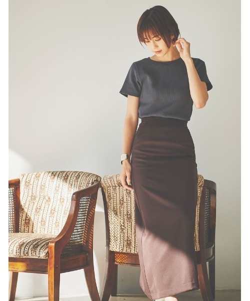 Re:EDIT（リエディ）の「[日本製][小さいサイズ有]ワッフルコットンコンパクトTシャツ（Tシャツ/カットソー・レディース・ホワイト/チャコールグレー/ブラック/カーキ・SMALL/MEDIUM/LARGE/X-SMALL）」の19枚目の写真