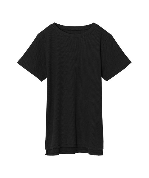 Re:EDIT（リエディ）の「[日本製][小さいサイズ有]ワッフルコットンコンパクトTシャツ（Tシャツ/カットソー・レディース・ホワイト/チャコールグレー/ブラック/カーキ・SMALL/MEDIUM/LARGE/X-SMALL）」の5枚目の写真