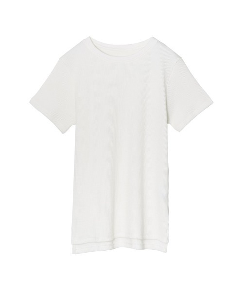 Re:EDIT（リエディ）の「[日本製][小さいサイズ有]ワッフルコットンコンパクトTシャツ（Tシャツ/カットソー・レディース・ホワイト/チャコールグレー/ブラック/カーキ・SMALL/MEDIUM/LARGE/X-SMALL）」の6枚目の写真