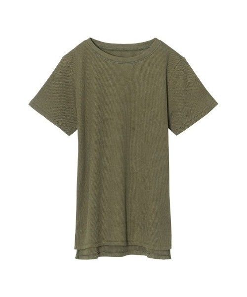 Re:EDIT（リエディ）の「[日本製][小さいサイズ有]ワッフルコットンコンパクトTシャツ（Tシャツ/カットソー・レディース・ホワイト/チャコールグレー/ブラック/カーキ・SMALL/MEDIUM/LARGE/X-SMALL）」の8枚目の写真