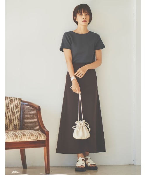 Re:EDIT（リエディ）の「[日本製][小さいサイズ有]ワッフルコットンコンパクトTシャツ（Tシャツ/カットソー・レディース・ホワイト/チャコールグレー/ブラック/カーキ・SMALL/MEDIUM/LARGE/X-SMALL）」の20枚目の写真
