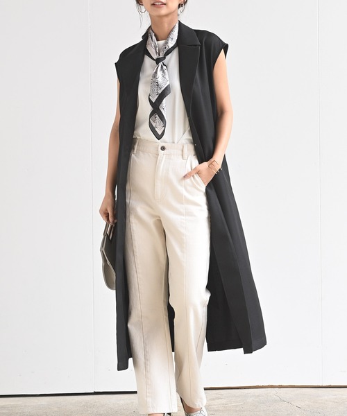 rps（アールピーエス）の「ロングトレンチジレ（ベスト・レディース・ブラック/モカ/グレイッシュベージュ・M）」の2枚目の写真