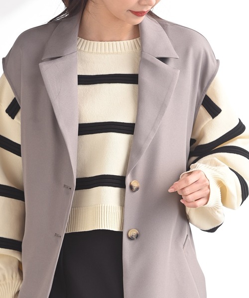 rps（アールピーエス）の「ロングトレンチジレ（ベスト・レディース・ブラック/モカ/グレイッシュベージュ・M）」の18枚目の写真