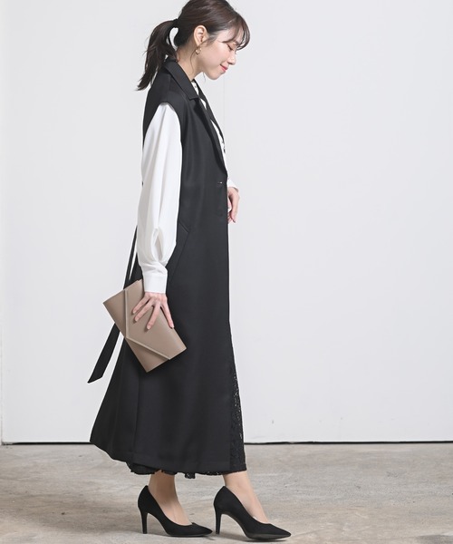 rps（アールピーエス）の「ロングトレンチジレ（ベスト・レディース・ブラック/モカ/グレイッシュベージュ・M）」の4枚目の写真