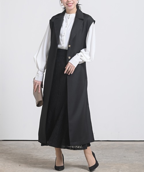 rps（アールピーエス）の「ロングトレンチジレ（ベスト・レディース・ブラック/モカ/グレイッシュベージュ・M）」の5枚目の写真