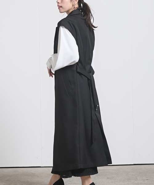 rps（アールピーエス）の「ロングトレンチジレ（ベスト・レディース・ブラック/モカ/グレイッシュベージュ・M）」の6枚目の写真