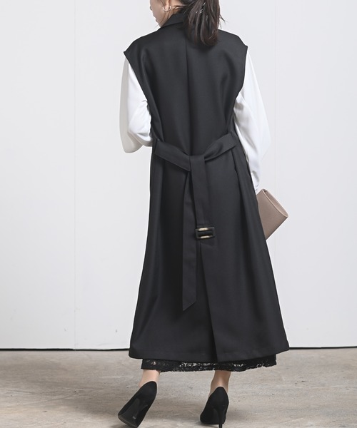 rps（アールピーエス）の「ロングトレンチジレ（ベスト・レディース・ブラック/モカ/グレイッシュベージュ・M）」の7枚目の写真