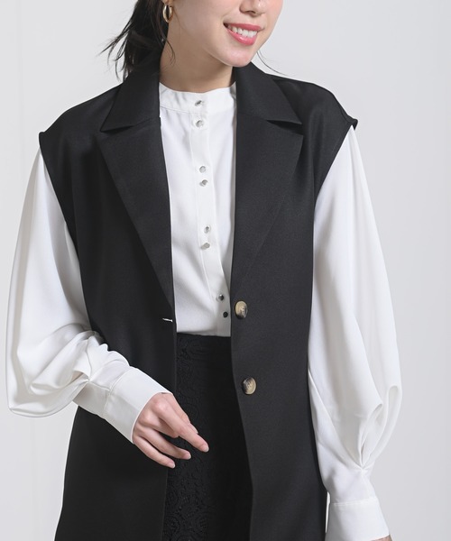 rps（アールピーエス）の「ロングトレンチジレ（ベスト・レディース・ブラック/モカ/グレイッシュベージュ・M）」の8枚目の写真