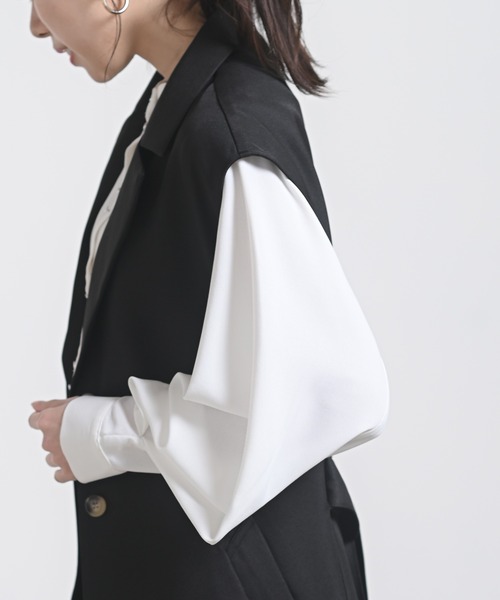 rps（アールピーエス）の「ロングトレンチジレ（ベスト・レディース・ブラック/モカ/グレイッシュベージュ・M）」の9枚目の写真