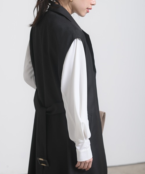 rps（アールピーエス）の「ロングトレンチジレ（ベスト・レディース・ブラック/モカ/グレイッシュベージュ・M）」の11枚目の写真