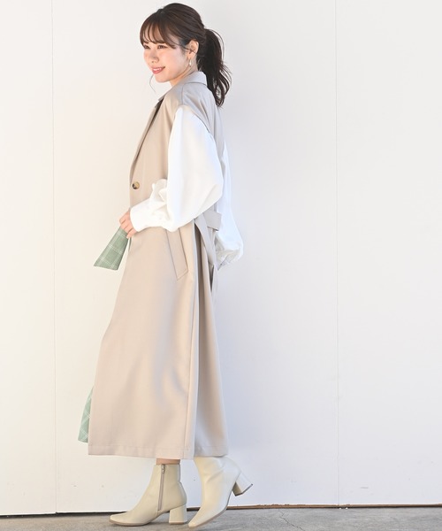 rps（アールピーエス）の「ロングトレンチジレ（ベスト・レディース・ブラック/モカ/グレイッシュベージュ・M）」の20枚目の写真