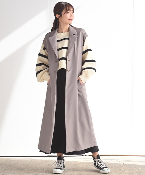 rps（アールピーエス）の「ロングトレンチジレ（ベスト・レディース・ブラック/モカ/グレイッシュベージュ・M）」の12枚目の写真