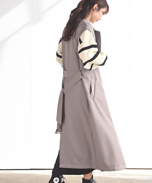 rps（アールピーエス）の「ロングトレンチジレ（ベスト・レディース・ブラック/モカ/グレイッシュベージュ・M）」の13枚目の写真
