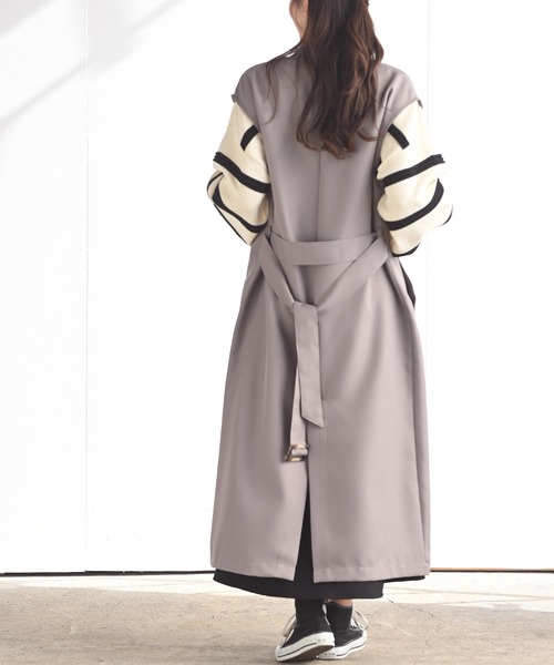 rps（アールピーエス）の「ロングトレンチジレ（ベスト・レディース・ブラック/モカ/グレイッシュベージュ・M）」の14枚目の写真