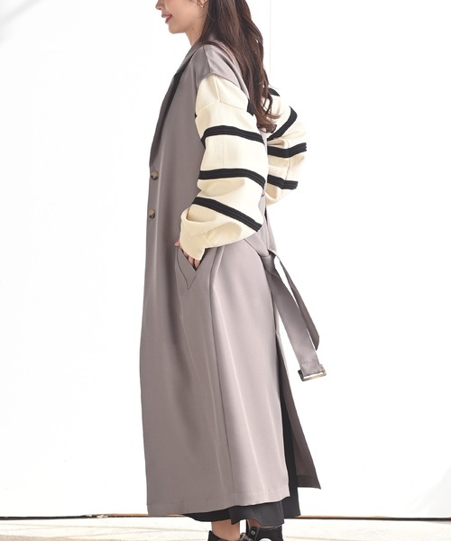 rps（アールピーエス）の「ロングトレンチジレ（ベスト・レディース・ブラック/モカ/グレイッシュベージュ・M）」の15枚目の写真