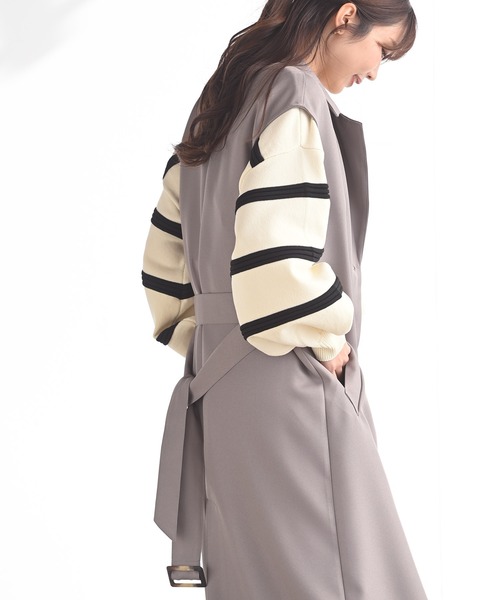 rps（アールピーエス）の「ロングトレンチジレ（ベスト・レディース・ブラック/モカ/グレイッシュベージュ・M）」の16枚目の写真