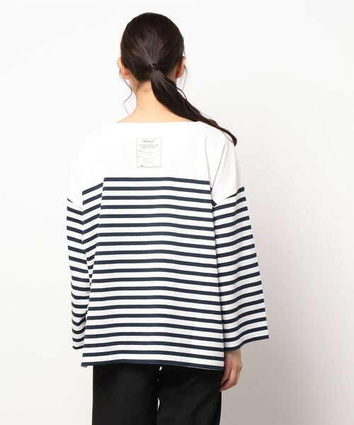 Samansa Mos2(サマンサ モスモス)の「パネルボーダーバスクカットソー(Tシャツ/カットソー・レディース・オフホワイト/ブルー/ブラック/グリーン/ベージュ/ピンク・フリ-)」の12枚目の写真