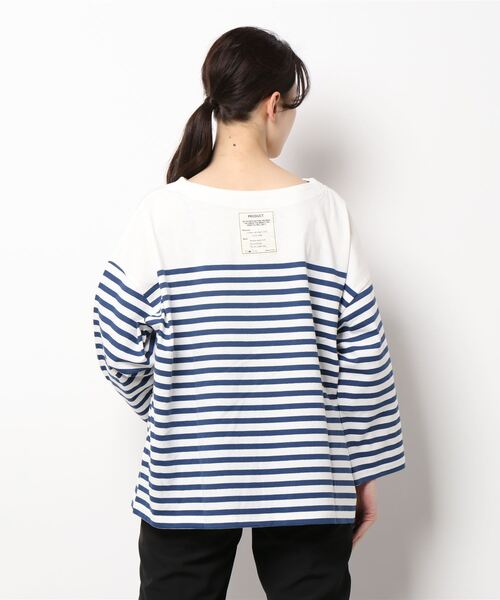 Samansa Mos2(サマンサ モスモス)の「パネルボーダーバスクカットソー(Tシャツ/カットソー・レディース・オフホワイト/ブルー/ブラック/グリーン/ベージュ/ピンク・フリ-)」の8枚目の写真