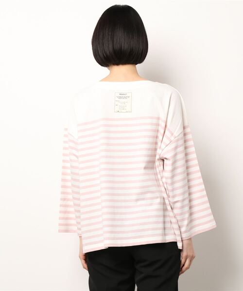 【気質アップ】 セール】パネルボーダーバスクカットソー（Tシャツ/カットソー トップス