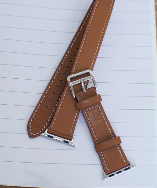 Port(ポート)の「Apple Watch 2重 デザイン ステッチ レザー バンド / アップルウォッチ #(デジタル腕時計・レディース・チャコールグレー/ブラック/ブラック系その他/キャメル・A/B)」の8枚目の写真