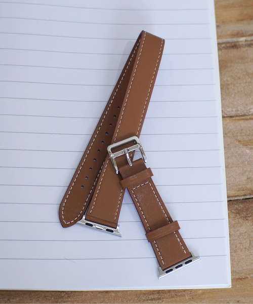 Port(ポート)の「Apple Watch 2重 デザイン ステッチ レザー バンド / アップルウォッチ #(デジタル腕時計・レディース・チャコールグレー/ブラック/ブラック系その他/キャメル・A/B)」の7枚目の写真