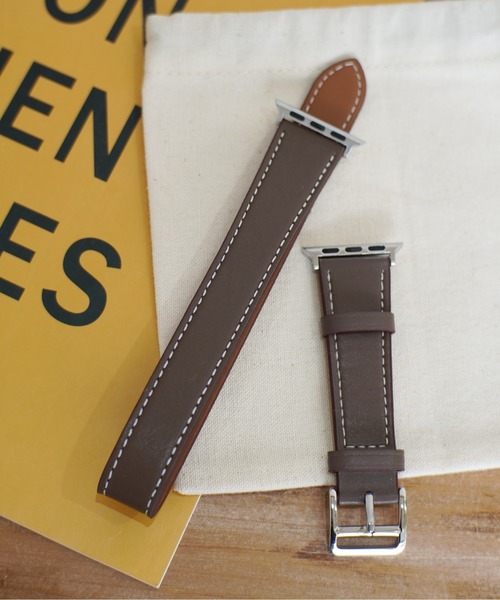 Port(ポート)の「Apple Watch 2重 デザイン ステッチ レザー バンド / アップルウォッチ #(デジタル腕時計・レディース・チャコールグレー/ブラック/ブラック系その他/キャメル・A/B)」の5枚目の写真