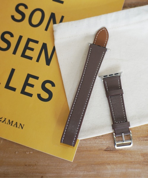 Port(ポート)の「Apple Watch 2重 デザイン ステッチ レザー バンド / アップルウォッチ #(デジタル腕時計・レディース・チャコールグレー/ブラック/ブラック系その他/キャメル・A/B)」の6枚目の写真