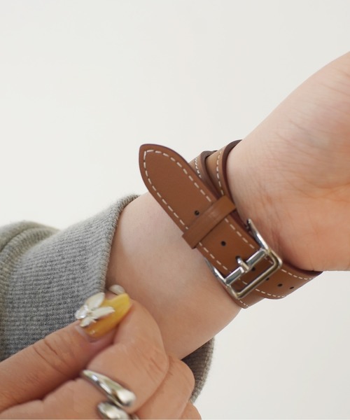 Port(ポート)の「Apple Watch 2重 デザイン ステッチ レザー バンド / アップルウォッチ #(デジタル腕時計・レディース・チャコールグレー/ブラック/ブラック系その他/キャメル・A/B)」の11枚目の写真